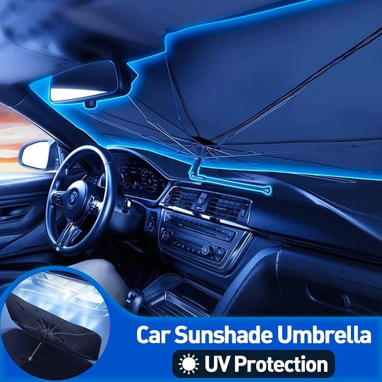 Parasol przeciwsłoneczny na przednią szybę samochodu - składany parasol przeciwsłoneczny na przednią szybę samochodu z blokadą UV (ochrona termoizolacyjna) do automatycznych osłon przedniej szyby większości samochodów