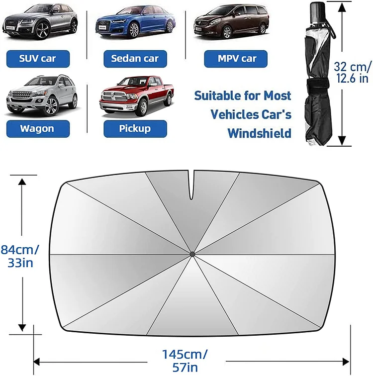 Parasol przeciwsłoneczny na przednią szybę samochodu - składany parasol przeciwsłoneczny na przednią szybę samochodu z blokadą UV (ochrona termoizolacyjna) do automatycznych osłon przedniej szyby większości samochodów